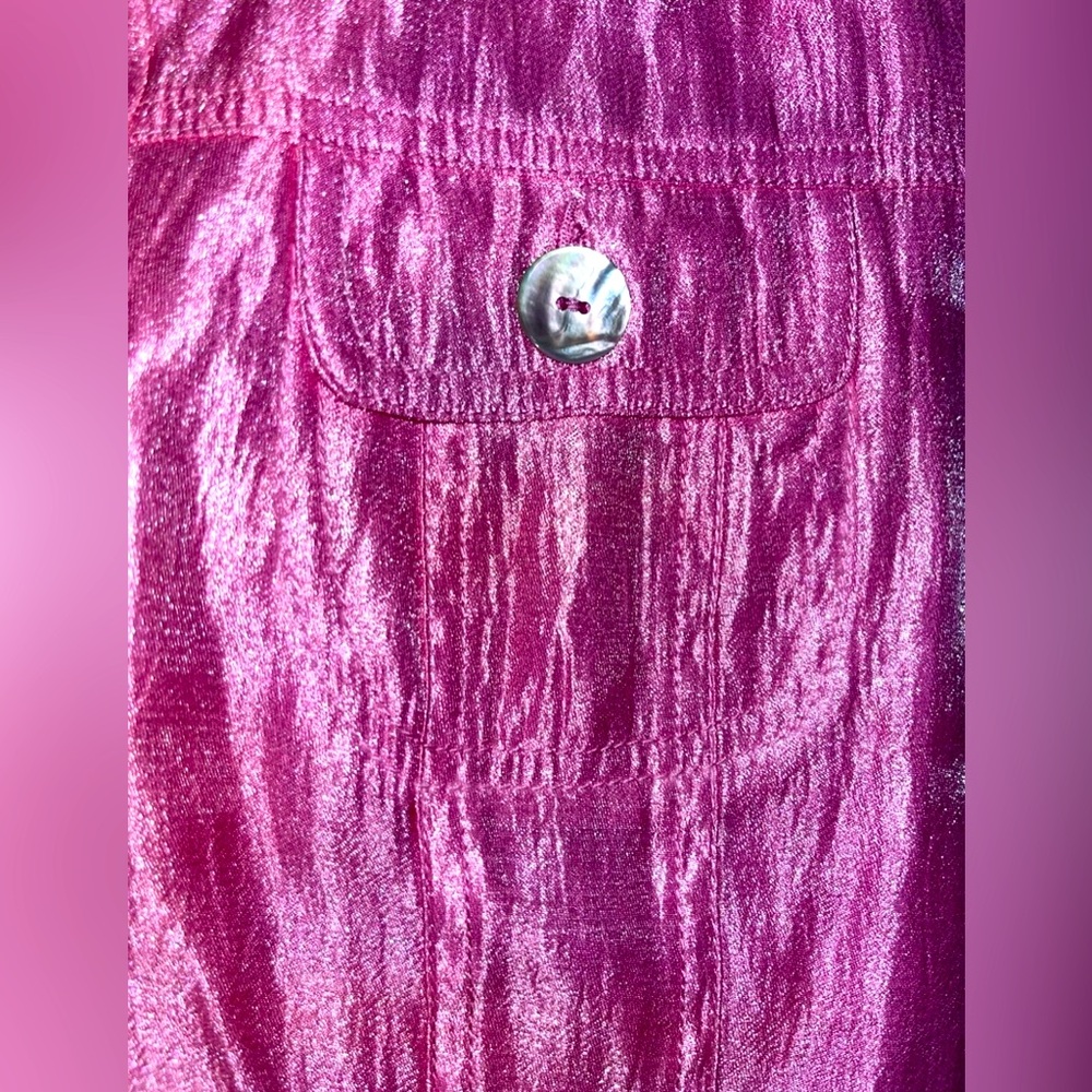 Ruby Rd. Petite Women's Shiny Pink Jacket Size 14P - Picture 6 of 12
